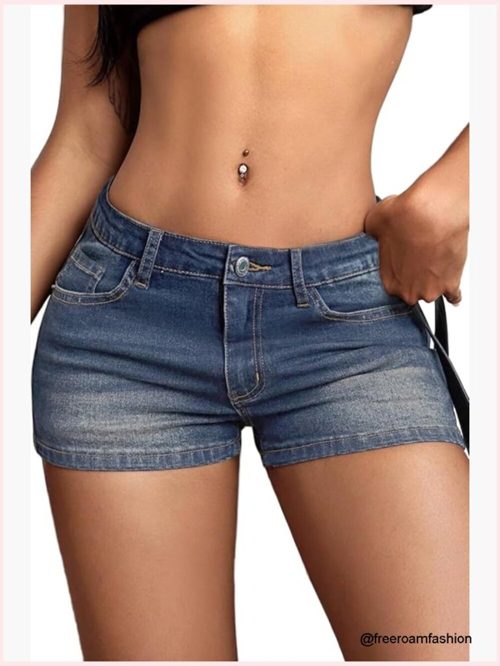 High Stretchy Low Rise Jean Shorts Women Y2K Mini Denim - Picture 1 of 7